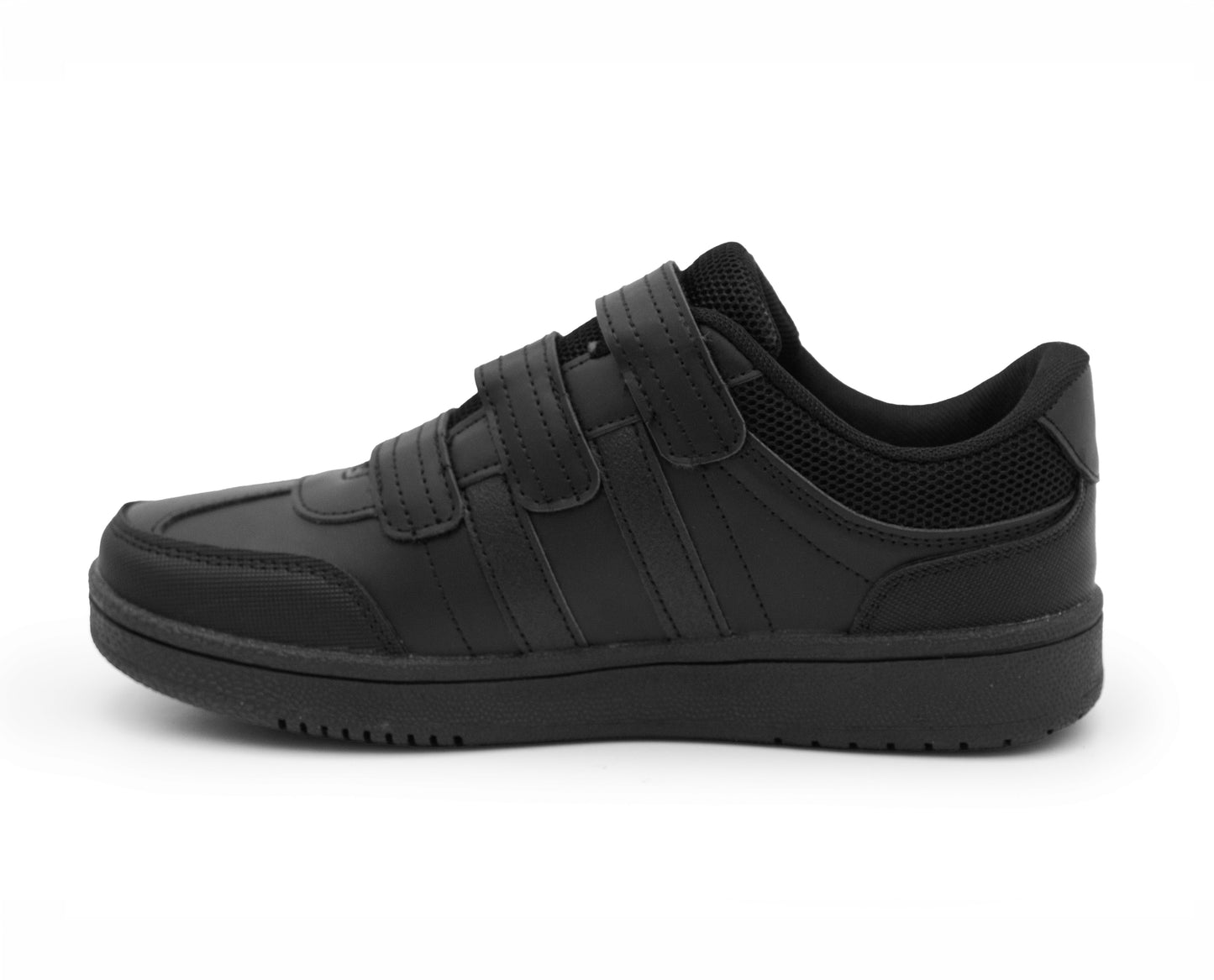 Boys Touch Fasten Trainers Kids Easy Close PE School Shoes Black Uniform Sneakers