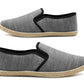 Mens Canvas Slip On Plimsoll Trainers Casual Flat Deck Shoe Boat Sneaker Pumps Black