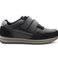 Men’s Black Leather Trainers Shoes Casual Double Strap Touch Fastening Sneakers Smart Slip On Walking Shoes