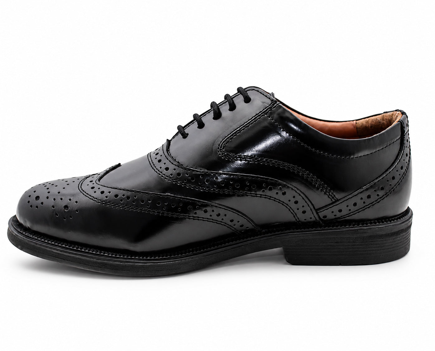 Mens Gents Black Leather Shoes Formal Brogue Lace Up Smart Wedding Office Dress Shoes
