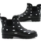 Ladies Black White Polka Dot Ankle Wellies Womens Slip On Waterproof Elastic Chelsea Style Low Cut Black Ankle High Wellington Boots