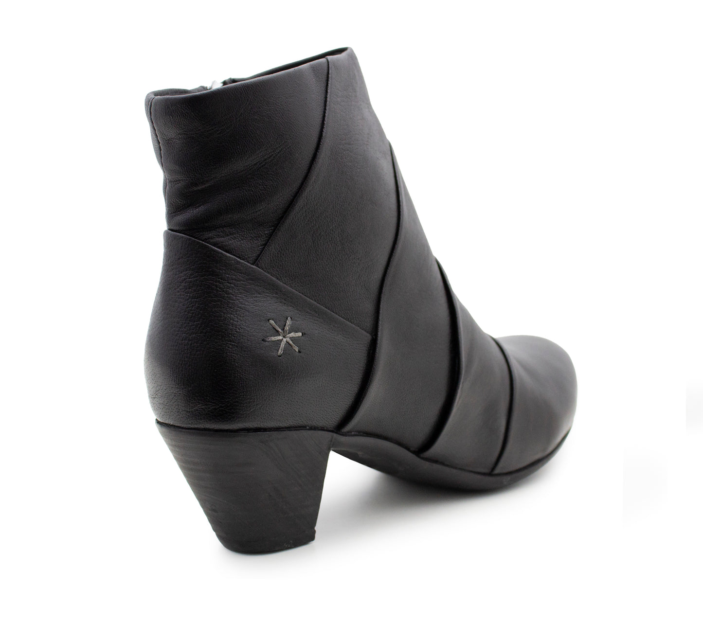 Women's Leather Ankle Boots Ladies Memory Foam Zip Up Comfort Mid Heel Boots