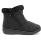 Womens Winter Black Boots Faux Fur Lined Zip Up Warm Insulated Ladies Slip On Quilted Thermal Ankle Boot