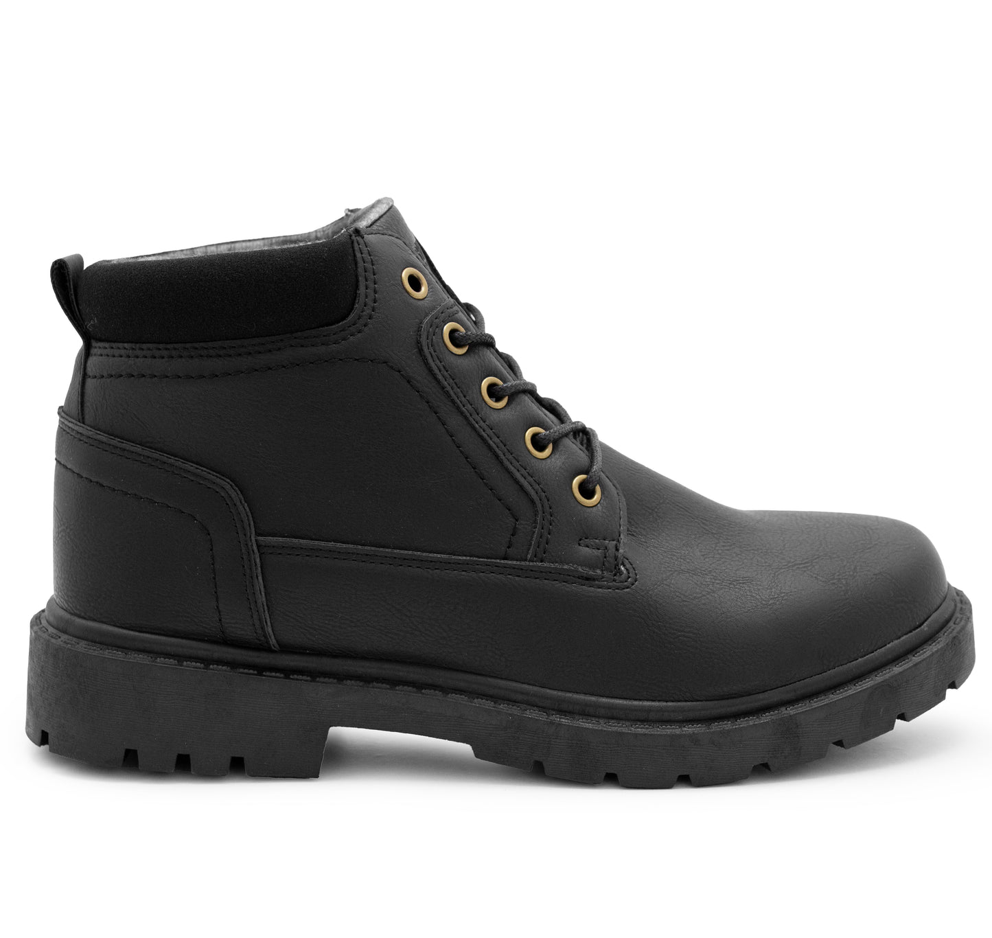 Mens Ankle Boots Faux Leather Smart Casual Lace Up Fashion Combat Boots in Black