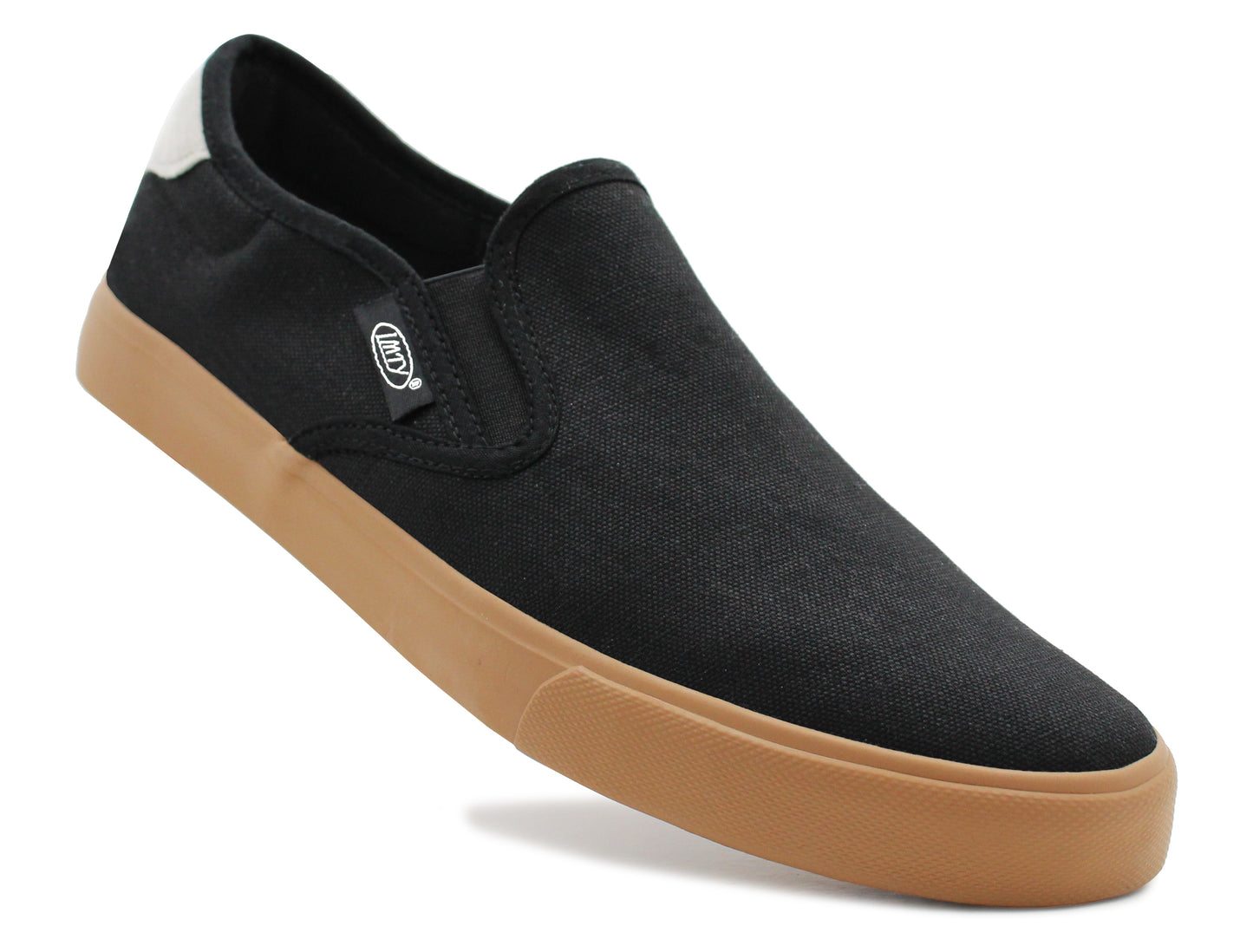 FLORANCE Mens Canvas Slip On Black Gum Sole Trainers Casual Flat Deck Shoe Skate Sneaker Pumps