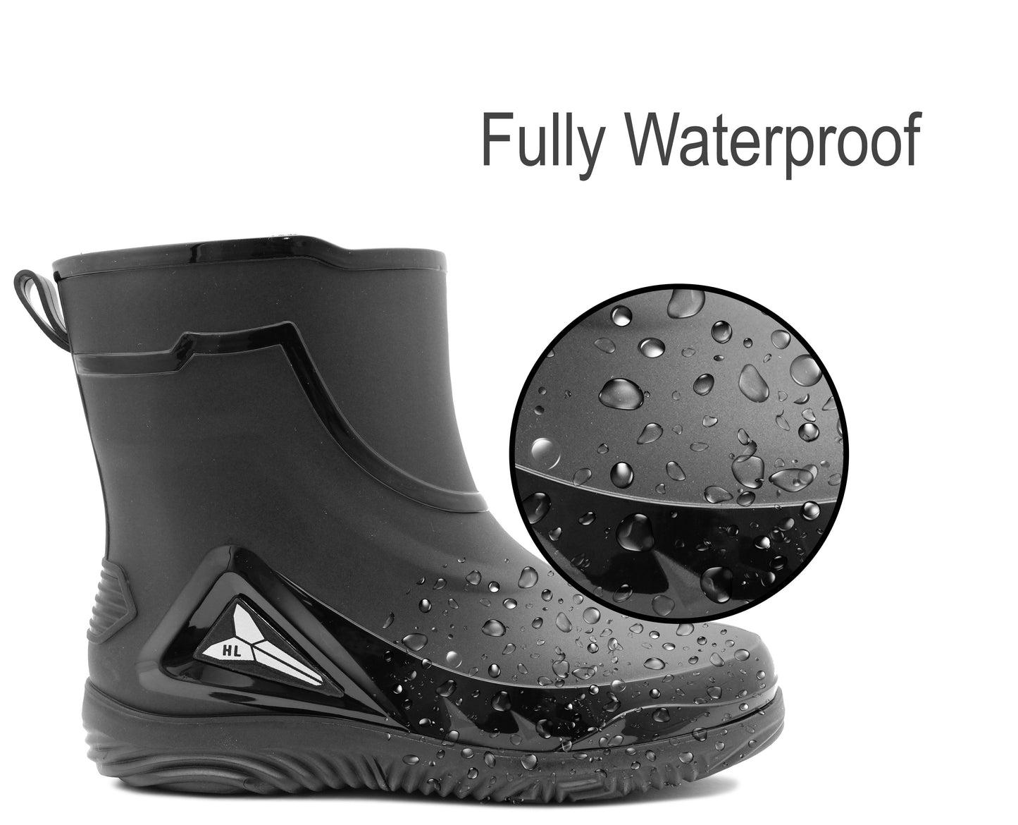 Mens Short Ankle Boot Black Wellies Waterproof Mid Calf Slip On Rain Boot Snow Farm Gardening Outdoor Festival Wellington Boots