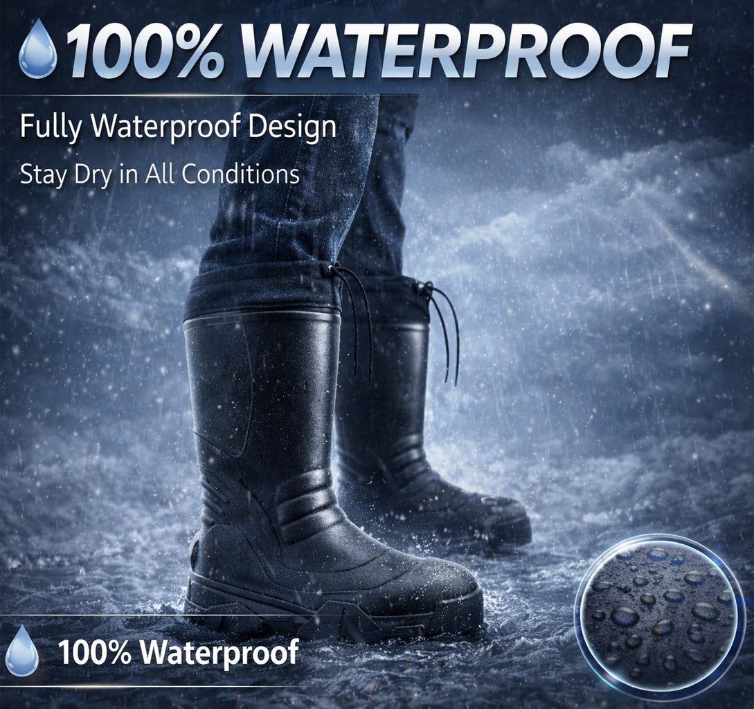 Mens Thermal Lightweight Wellies Waterproof EVA Fleece Lined Winter Snow Boots