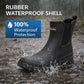 Womens Waterproof Wellies Ankle Boots Ladies Rubber Wellingtons Slip On Short Rain Boot in Black