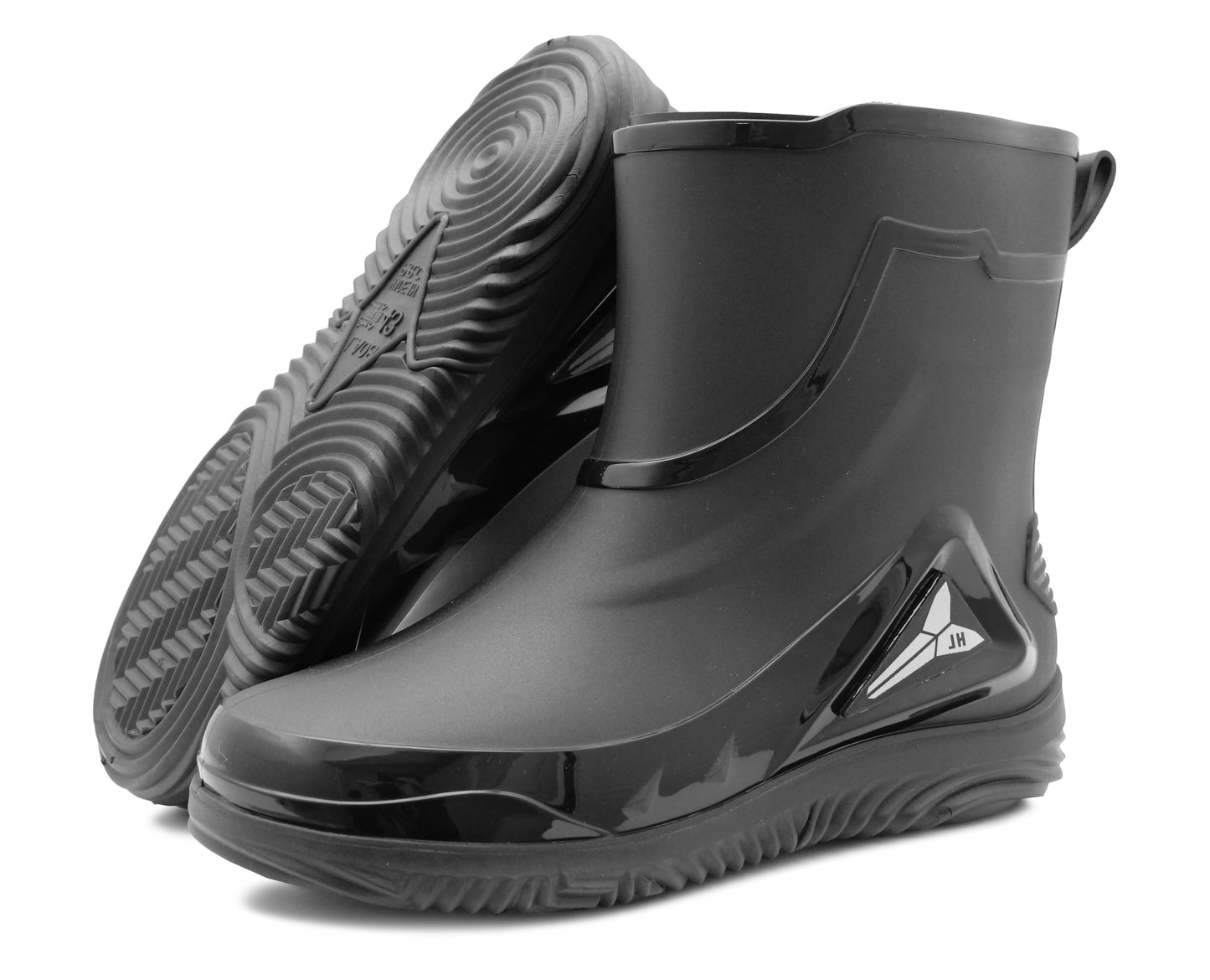 Mens Short Ankle Boot Black Wellies Waterproof Mid Calf Slip On Rain Boot Snow Farm Gardening Outdoor Festival Wellington Boots