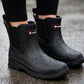 Womens Waterproof Wellies Ankle Boots Ladies Rubber Wellingtons Slip On Short Rain Boot in Black