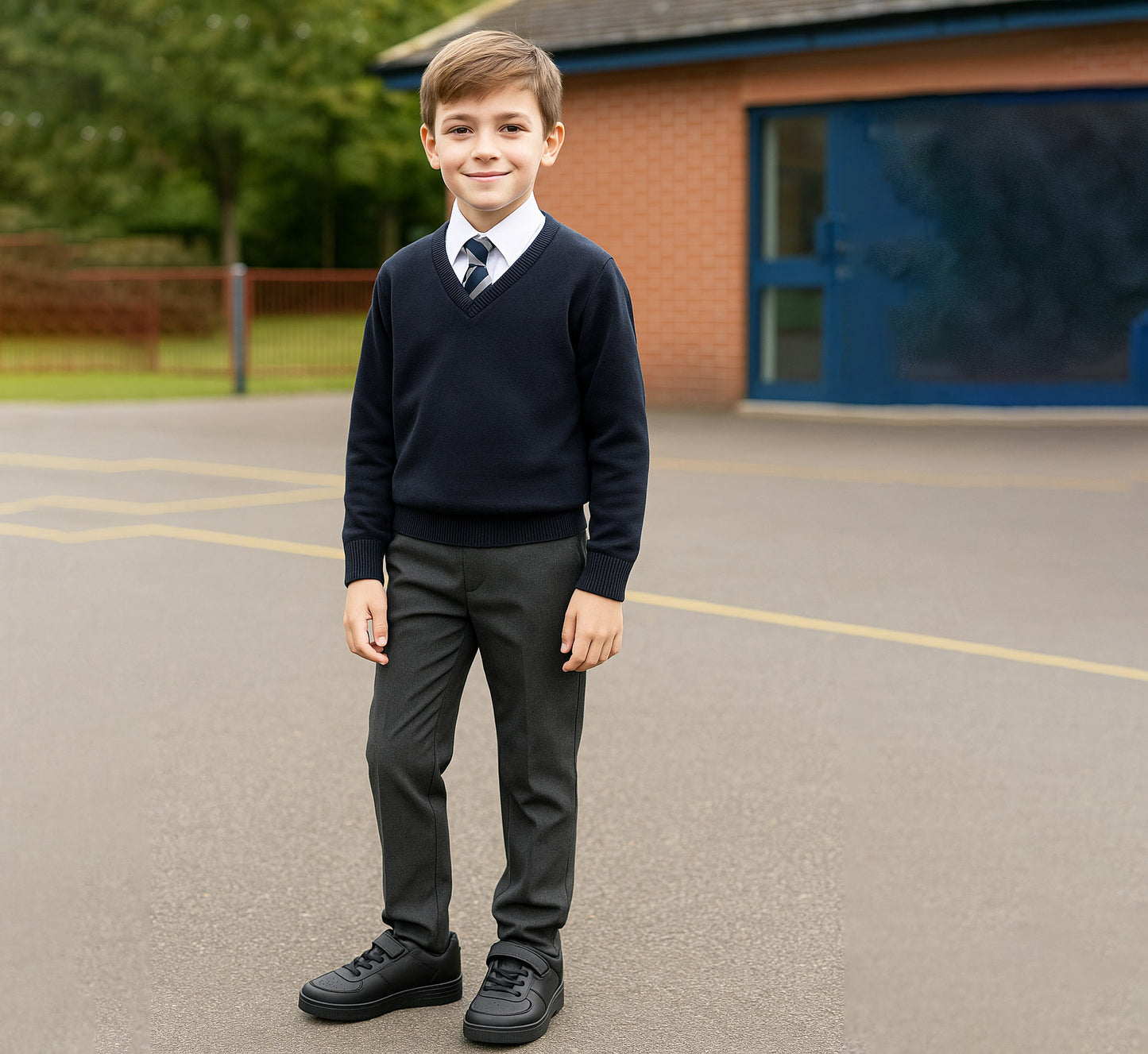 Kids Unisex Trainers Black Youth Boys Girls Touch Fastening Sports PE Gym Sneakers School Shoes