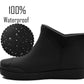 Womens Black Ankle Wellies Boots Short Slip On Waterproof Chelsea Rain Boot Snow Farm Gardening Ladies Outdoor Festival Wellingtons