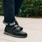 Men’s Black Leather Trainers Shoes Casual Double Strap Touch Fastening Sneakers Smart Slip On Walking Shoes