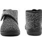 Mens Black Ankle Boot Slippers High Top Wide Opening Touch Fasten Slip On House Shoes