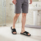 Unisex Lightweight Black Slides Touch Fasten Casual Beach Summer Pool Flip Flop Sandals