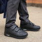 Kids Boys Black School Trainers Easy Fasten Touch Fastening Shoes Faux Leather Smart Uniform Sports Sneakers for Toddlers, Juniors & Older Boys