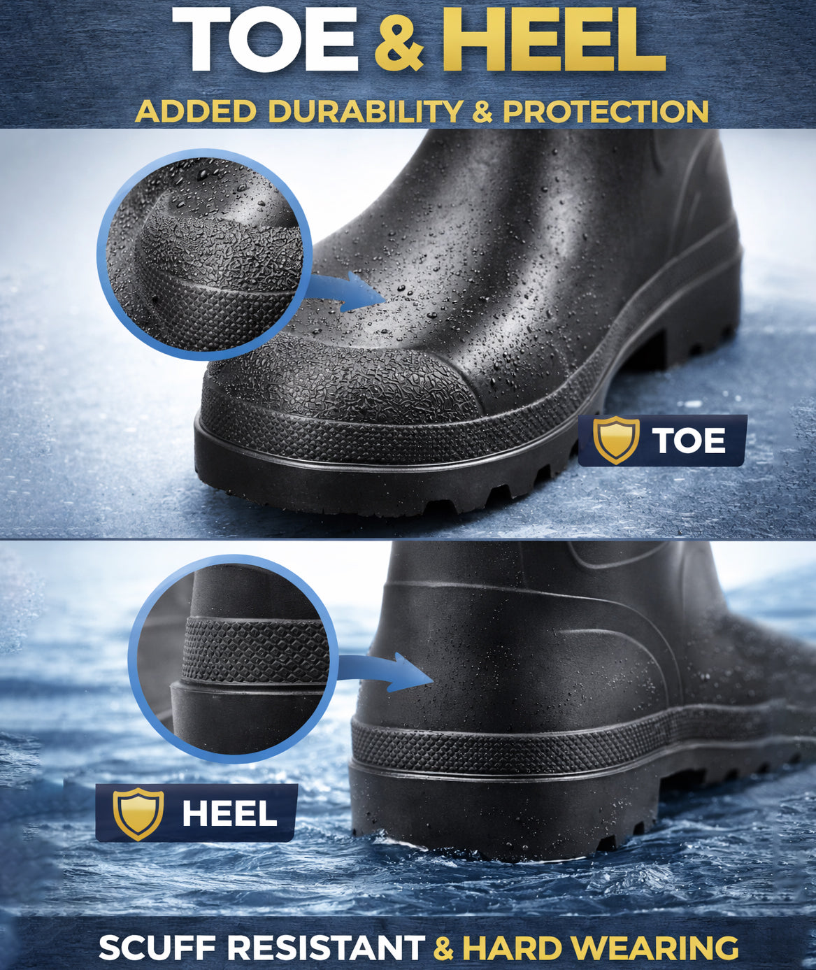Mens Wellington Boots Waterproof Slip On Wellies Rain Boot Snow Mud Farm Gardening Outdoor Festival Wellingtons