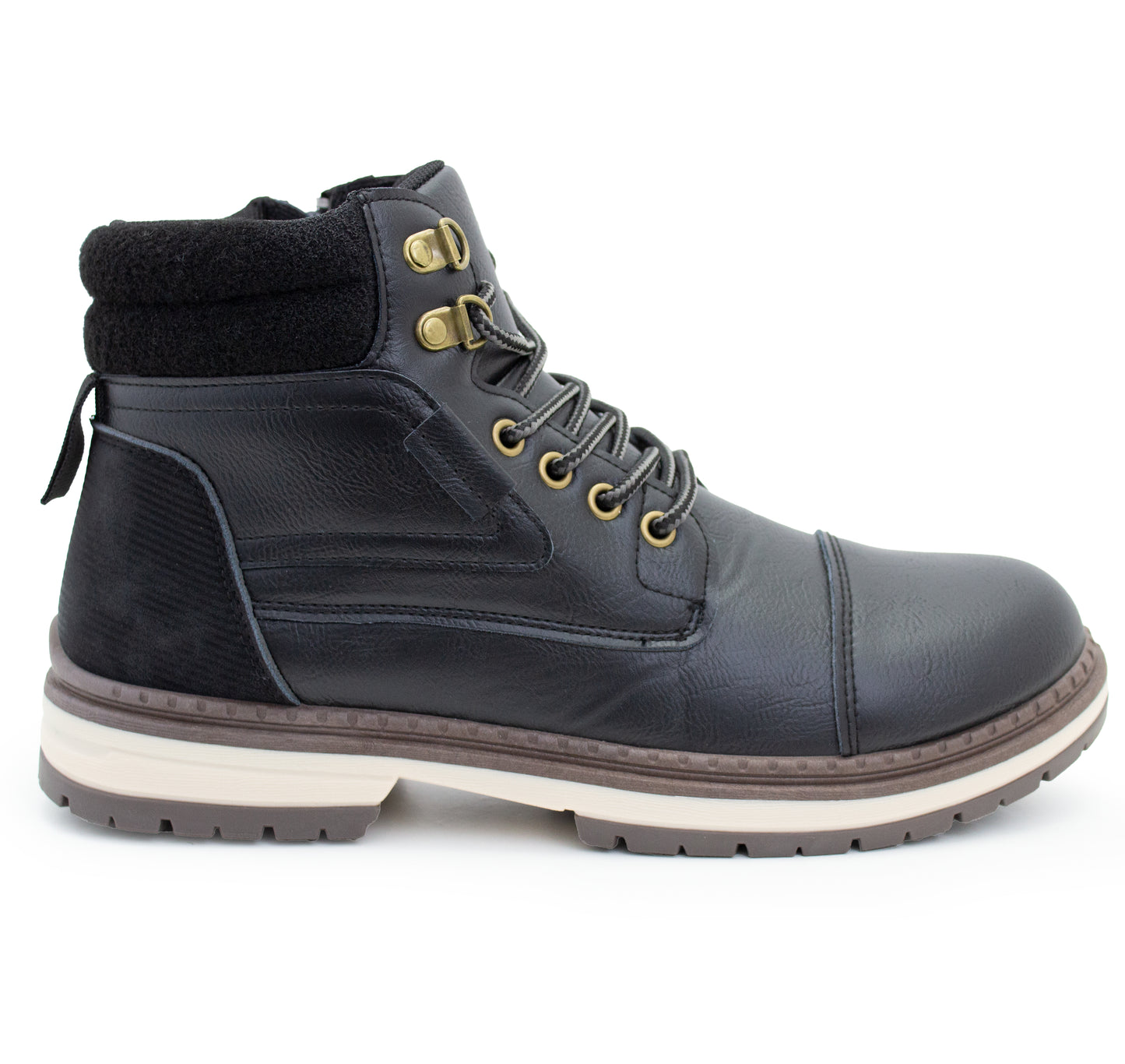 Mens Ankle Boots Faux Leather Smart Casual Lace Up Side Zip Fashion Boots