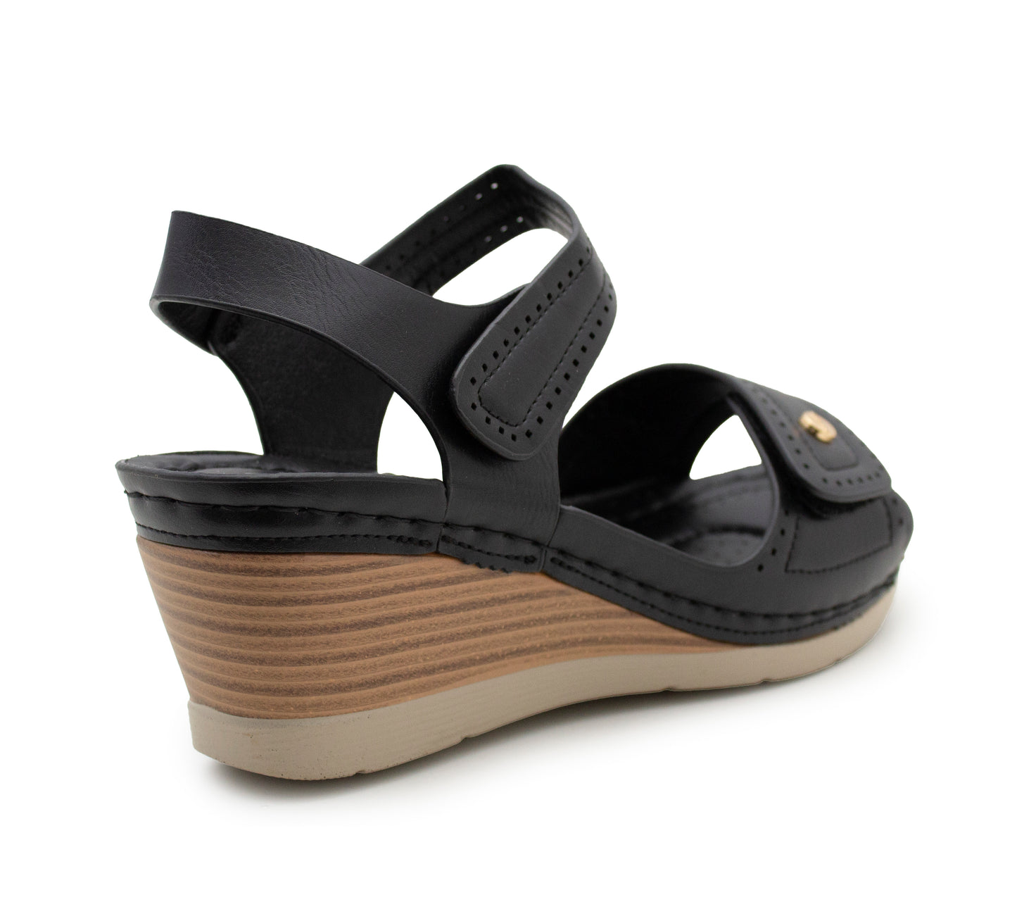 Womens Touch Fasten Lightweight Wedge Heel Platform Sandals Ladies Summer Fashion Slingbacks