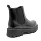 Womens Platform Boots Ladies Slip On Chunky Sole Patent Smart Casual Business Office Shiny Gloss Fashion Chelsea Ankle Boots