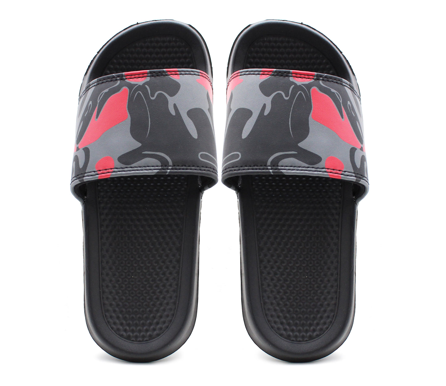 CADET Boys Youth Kids Lightweight Camo Sliders Sandals in Black/Red