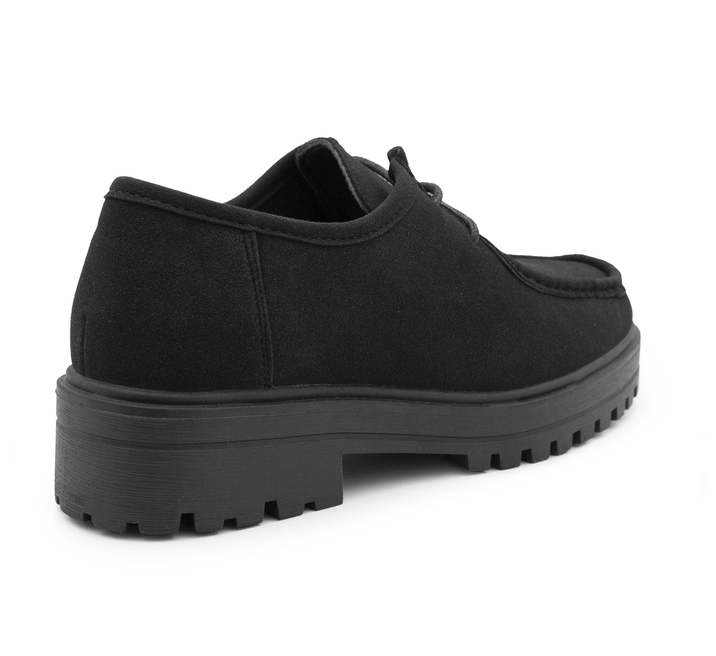 Womens Platform Loafers Faux Suede Chunky Sole Lace Up Block Heel Smart Casual Work Business Formal Shoes