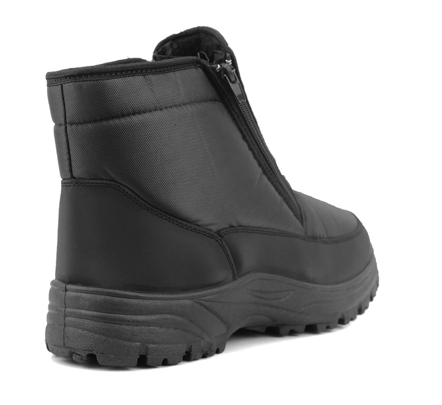 Mens Black Snow Boots Warm Thermal Fleece Lined Zip Up Slip On Insulated Outdoor Winter Walking Ankle Boots