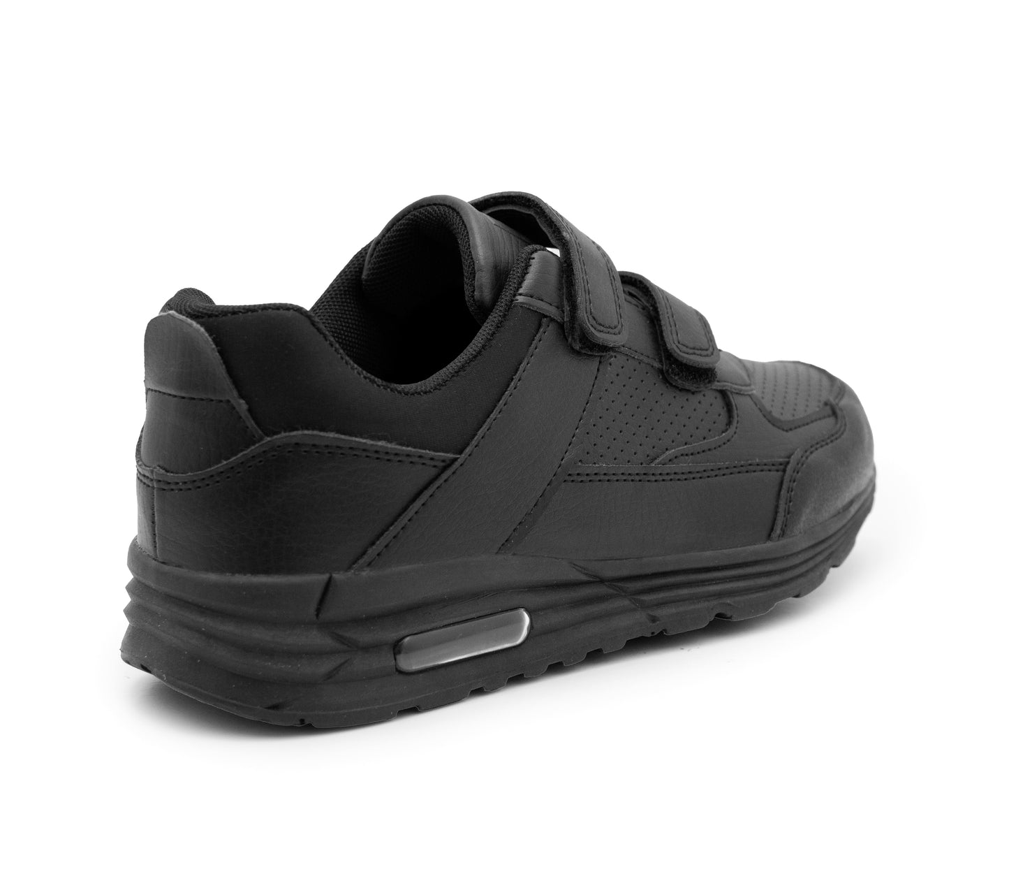 Kids Boys Black School Trainers Easy Fasten Touch Fastening Shoes Faux Leather Smart Uniform Sports Sneakers for Toddlers, Juniors & Older Boys