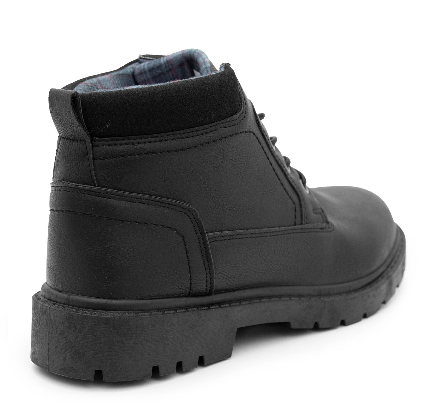 Mens Ankle Boots Faux Leather Smart Casual Lace Up Fashion Combat Boots in Black