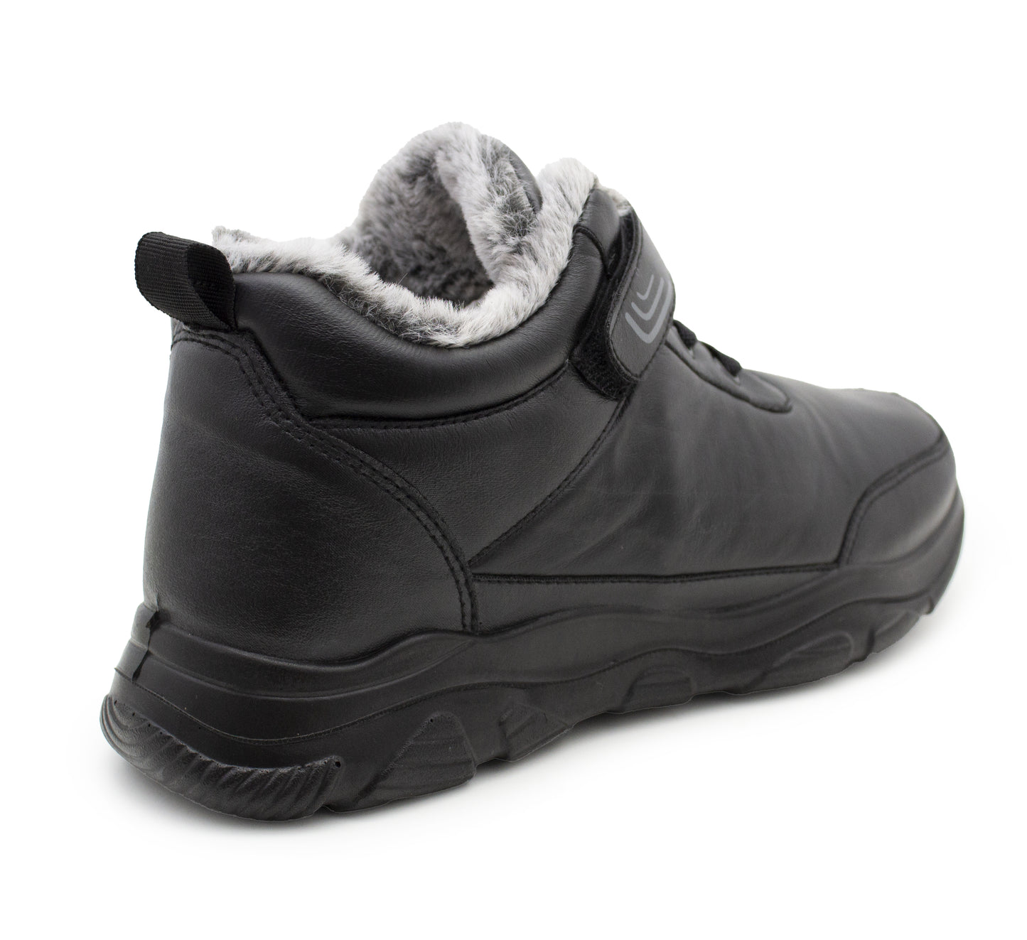 Mens Winter Snow Boots Thermal Faux Fur Lined Insulated Touch Fasten Lightweight Faux Leather Outdoor Walking Trainers