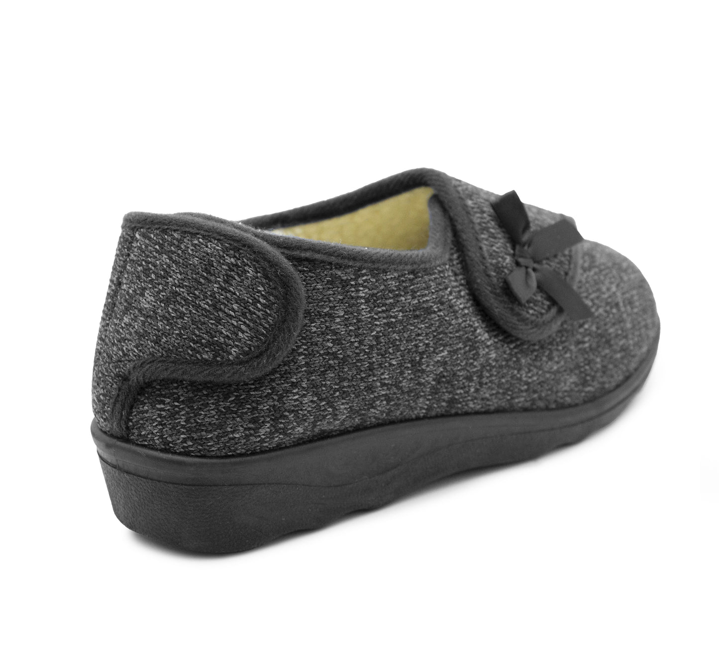 Womens Slippers Warm Fleece Lined Twin Touch Fasten Wide Opening Diabetic Ladies Felt Winter Slip On House Shoes