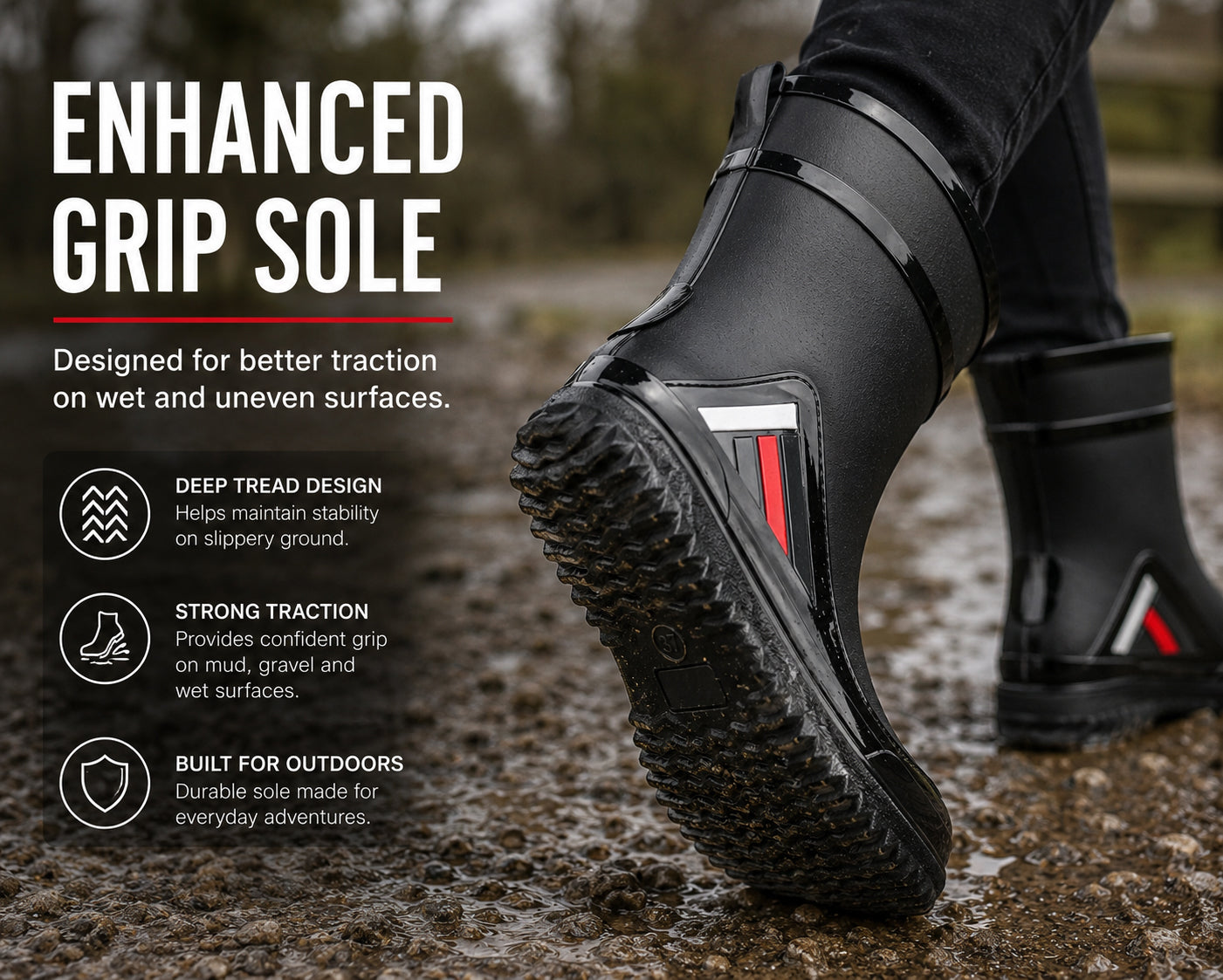 Womens Wellies Mid Calf Ladies Waterproof Boots Short Slip On Ankle Matte Garden Dog Walking Snow Mud Rain Boots