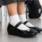 Girls Mary Jane School Shoes Black Patent T-Bar Touch Fasten Adjustable Back To School Uniform Shoe