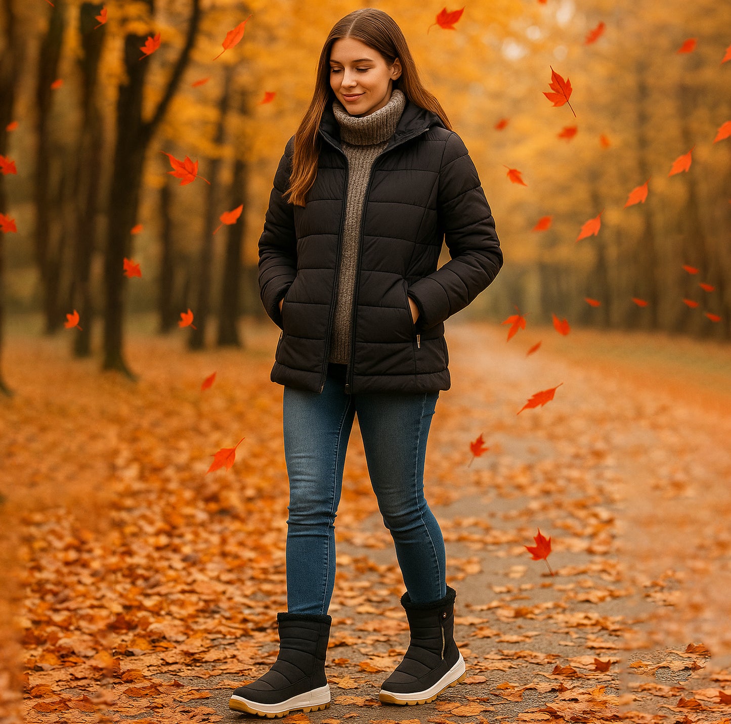 Womens Winter Boots Faux Fur Lined Mid Calf Zip Up Warm Insulated Ladies Slip On Quilted Thermal Ankle Boot