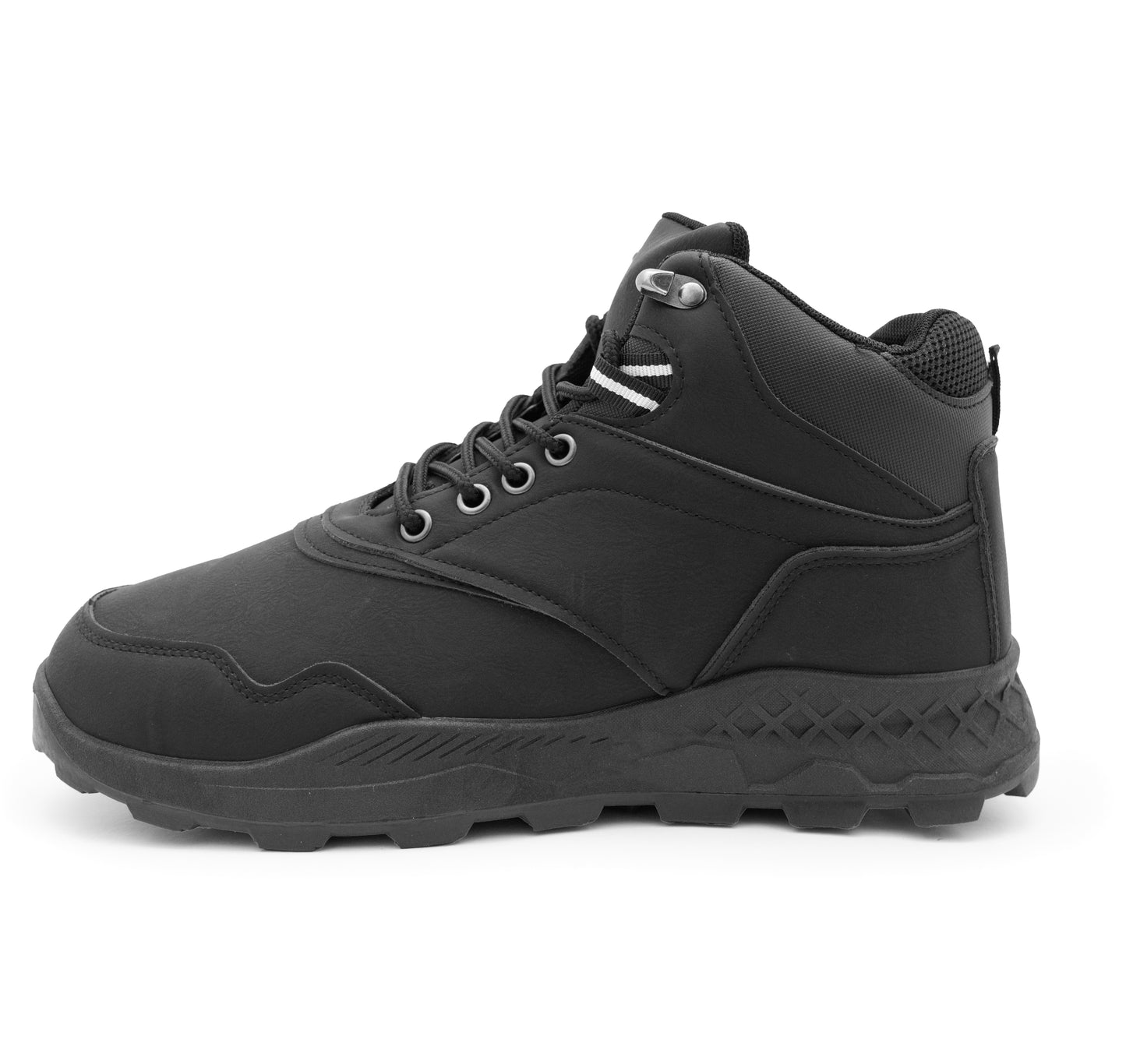 Mens Outdoor Hiking Boots High Top Walking Shoes Flat Casual Faux Leather Trekking Boot Shoes