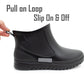 Mens Ankle Wellies Boots All Black Short Slip On Waterproof Garden Chelsea Rain Boot Snow Farm Gardening Outdoor Festival Wellingtons