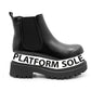Womens Platform Boots Ladies Slip On Chunky Sole Patent Smart Casual Business Office Shiny Gloss Fashion Chelsea Ankle Boots