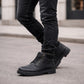 Mens Ankle Boots Faux Leather Smart Casual Lace Up Fashion Combat Boots in Black