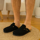 Mens Faux Suede Clogs Slip On Adjustable Buckle Cork Footbed Arch Support Backless Mules Flat Casual Slippers