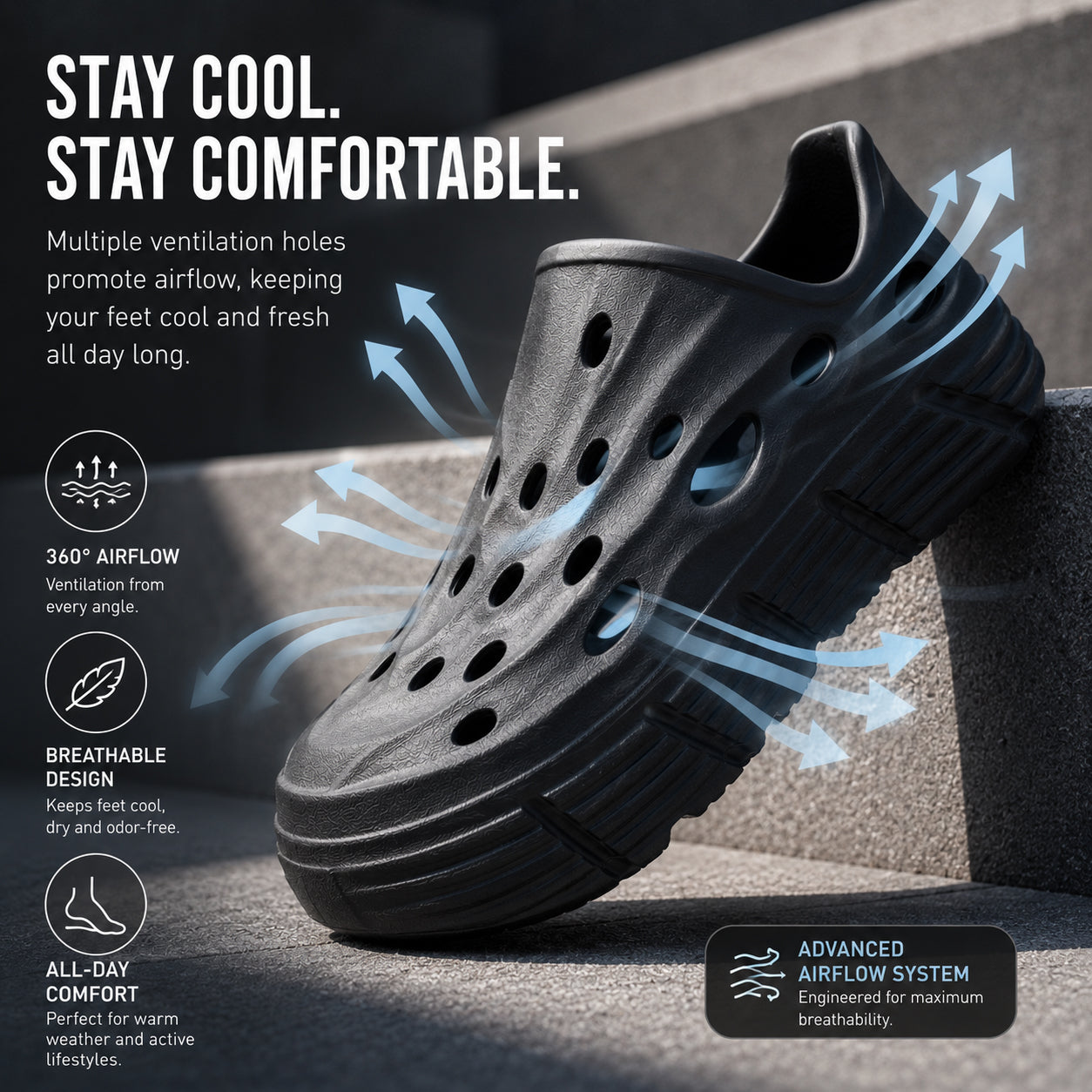 Mens EVA Platform Clogs Breathable Chunky Sole Slip On Garden Shoes Super Lightweight Summer Garden Water Beach Sandal Pool Shoe