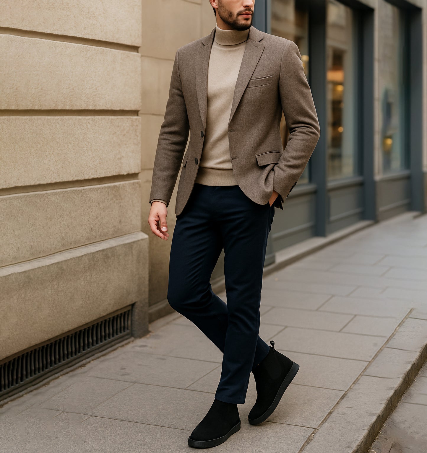 Mens Suede Leather Chelsea Boots Slip On Elastic Gusset Smart Ankle Boot Shoes