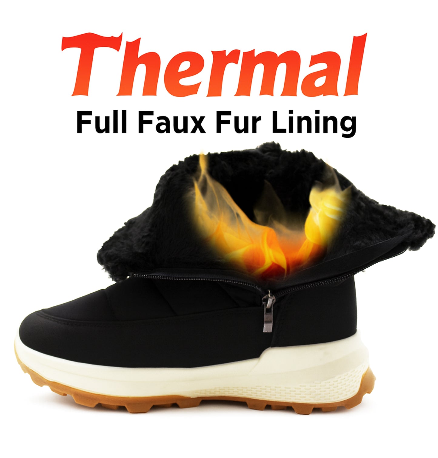 Womens Winter Boots Faux Fur Lined Mid Calf Zip Up Warm Insulated Ladies Slip On Quilted Thermal Ankle Boot