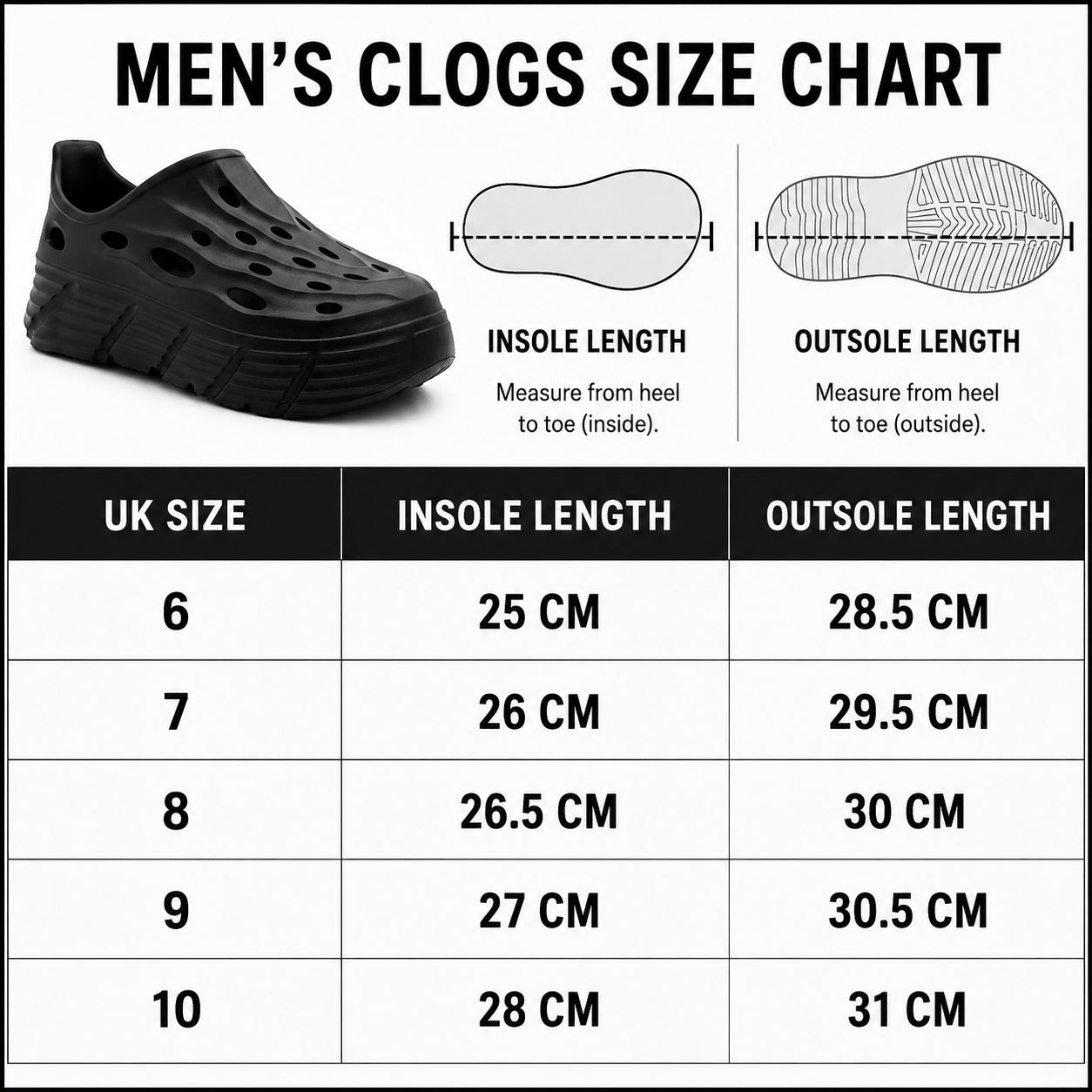 Mens EVA Platform Clogs Breathable Chunky Sole Slip On Garden Shoes Super Lightweight Summer Garden Water Beach Sandal Pool Shoe