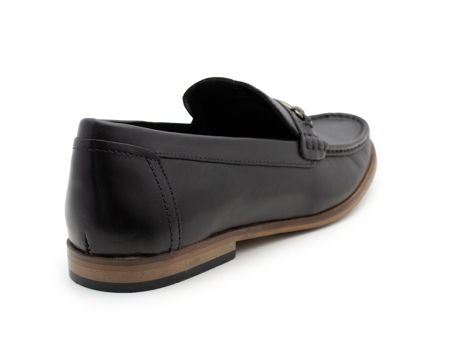 Mens Black Leather Loafers Slip On Formal Smart Shoes Metal Detail Office Wedding Dress Shoes