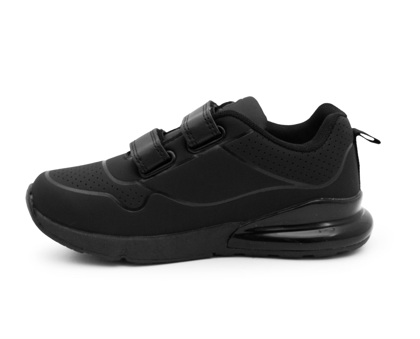 Kids Boys Black School Trainers Easy Fasten Touch Fastening Shoes Faux Leather Smart Uniform Sports Sneakers for Toddlers, Juniors & Older Boys