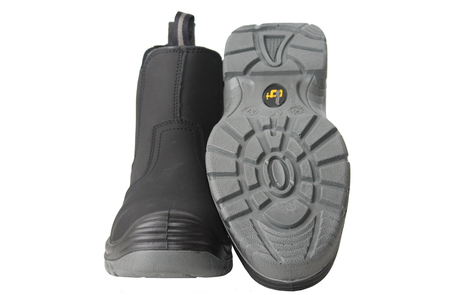 Mens Lightweight Black Leather Safety Steel Toe Slip On Twin Gusset Work Dealer Boots Shoes
