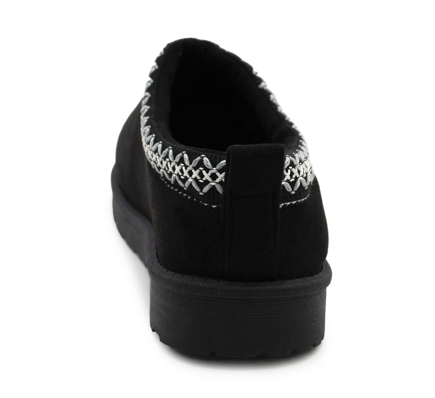 Womens Warm Slippers Black Faux Suede Fur Lined Slip On Backless Mules Ladies Faux Suede Winter Cosy Indoor House Shoes Sliders