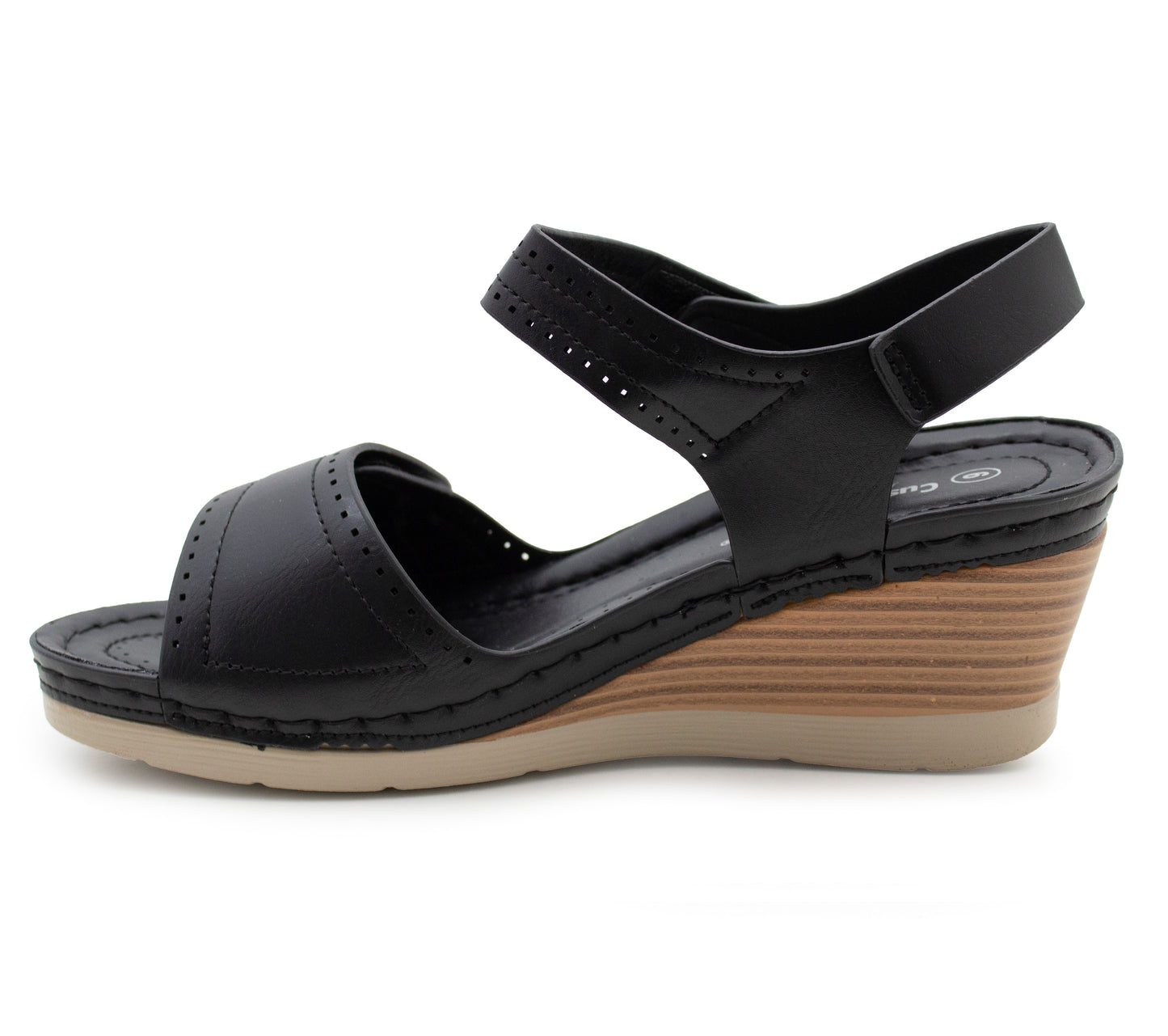 Womens Touch Fasten Lightweight Wedge Heel Platform Sandals Ladies Summer Fashion Slingbacks