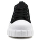 Womens Canvas Trainers Black Platform Lace Up Chunky Sole Baseball Sneakers Ladies Flat Fashion Trainer Pumps Shoes