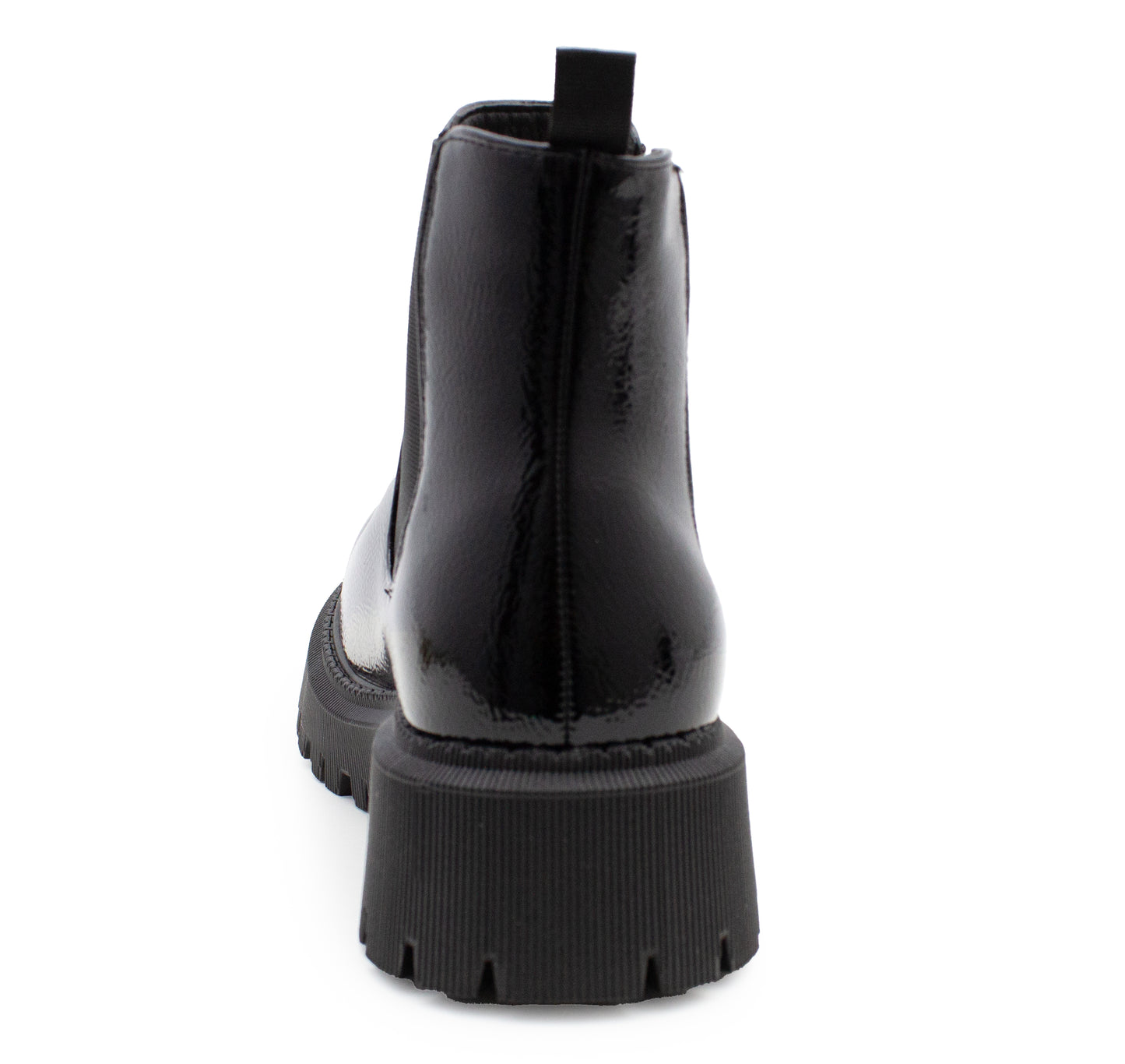 Womens Platform Boots Ladies Slip On Chunky Sole Patent Smart Casual Business Office Shiny Gloss Fashion Chelsea Ankle Boots